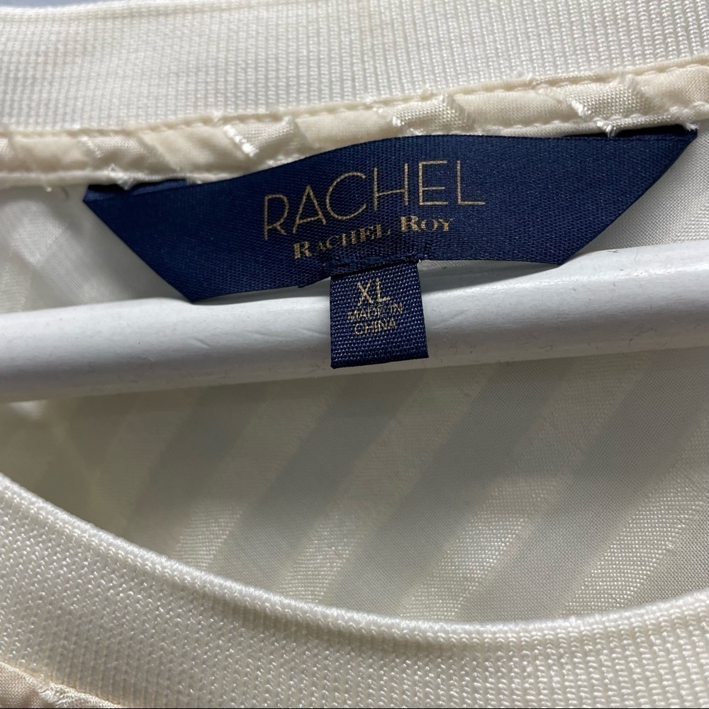 𝅺rachel Rachel Roy Womens Ivy Striped Sheer Top Ivory XL - Picture 4 of 6